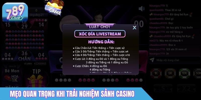 Mẹo quan trọng khi trải nghiệm sảnh Casino