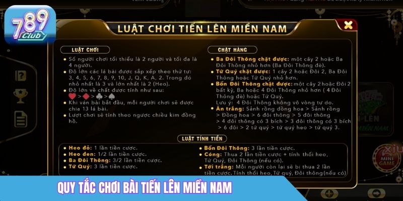 Tiến Lên Miền Nam 789Club: Luật Chơi & Cách Đánh 2 Quy tắc chơi bài tiến lên miền Nam